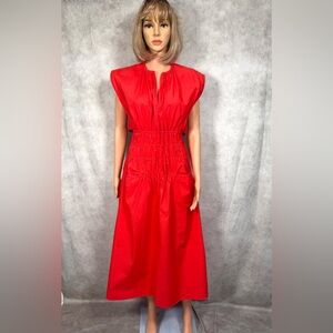 Proenza Schouler Red Ruched Maxi Sundress